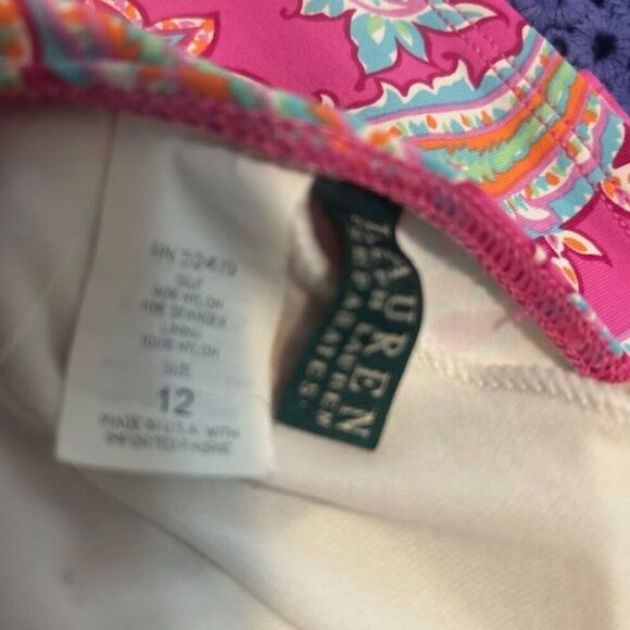 Lauren Ralph Lauren Pink Paisley Halter Top Tankini Swimsuit, size 12 - Picture 3 of 3